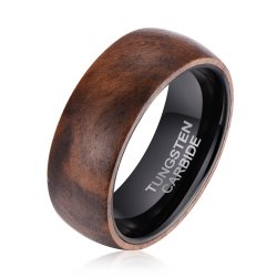 Men's Black Walnut Tungsten Ring R-085 - 14