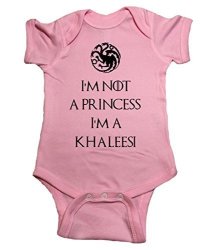 GAME OF THRONES Baby One Piece "im Not A Princess Im A Khaleesi" Bodysuit 12 Month Pink