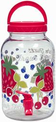 Circleware 89591 Sun Tea Mason Jar Glass Beverage Dispenser Fun Party Entertainment Home And Kitchen Glassware Water Pitcher For Juice Beer & Iced Cold Punch Drinks 3 L