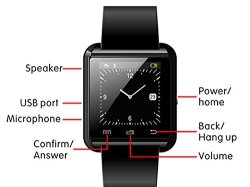 Prime U8 Bluetooth V4.0 Bluetooth Wrist Smart Watch Wristwatch Uwatch For Ios Android Iphone 4 4s 5 5c 5s Samsung S2 s3 s4 note 2 note 3 Htc Sony Blackberry Black