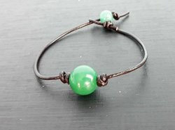 12 Mm Green Jade Stone Leather Bracelets Friendship Bracelets Beaded Bracelets Bracelets For Men And Women Gift Bracelets