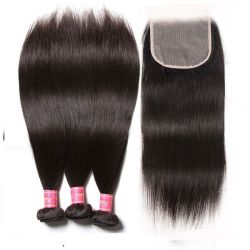Brazilian Virgin Hair 12 Inche 3 Bundles + 4X4 Closure And Free Tail Comb