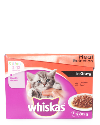 Whiskas Kitten Pouch X 12 Multipack - Meat Selection In Gravy 85g
