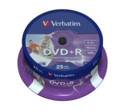 Verbatim Spindle of 25 4.7GB Printable DVD+R Discs