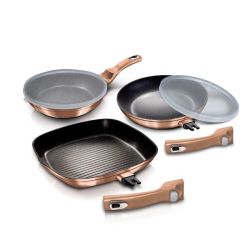 5-PIECE Marble Coating Fry & Grill Pan Set - Rose Gold
