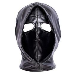 Leather Bondage Mask Black Full Face Breathable Restraint Head Hood Sex Toys For Unisex Adults Couples Bdsm lgbt Halloween Masquerade Mask