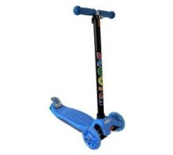 Bright Colour - Kids T-bar Scooter With Light Up Wheels & Back Brake Pedal - Bright Blue