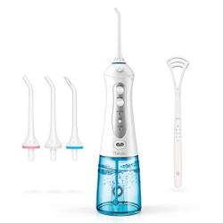 Iteknic Cordless Water Flosser For Teeth Dental Oral Water Irrigator Portable With 300ML Water Tank 5 Jet Tips Teeth Cleaner For Braces 3 Modes