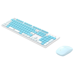 XO - -KB-05 - Slim Wireless Ergonomic Keyboard + Mouse Combo - Blue