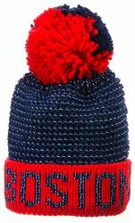 Robin Ruth Boston Women's Knit Crochet Winter Pom Pom Beanie Hat Black Red 2