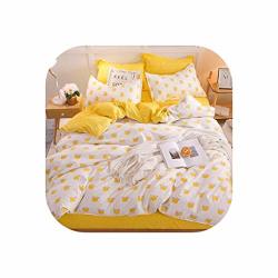 Rainwater-shop Yellow Crown Single Bed Set Simple Double Bed Sheet King Size ZL261 King 4PCS Flat Bed Sheet