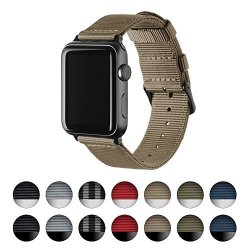 Archer Watch Straps Premium Nylon Replacement Bands For Apple Watch Khaki Black 42MM