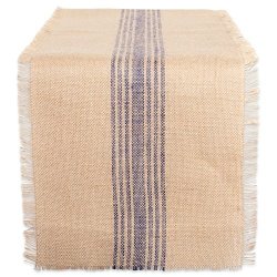 DII 14X72" Jute burlap Table Runner Stripe French Blue - Perfect For Fall Thanksgiving Catering Events Farmhouse D Cor Dinner Parties Weddings Or Everyday Use