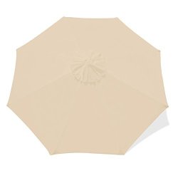 Eliteshade 9FT Patio Umbrella Market Table Outdoor Umbrella Replacement Canopy 8 Ribs Beige