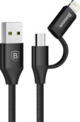 Baseus 1M - 2A 2IN1 Yiven USB Type-a 2.0 To Micro lightning Cable - Black