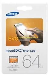 Samsung MB-MP64DA 64GB Micro Sdxc Evo 15X11X1MM With Sd Adapter