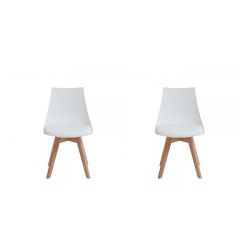 Wooden Leg White Dining Chair- Set Of 2