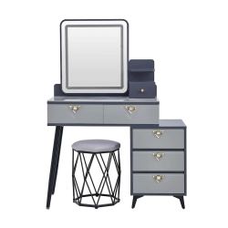 Dressing Table With Stool And Lights Grey & White
