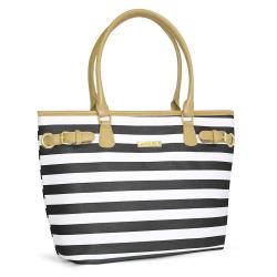 Maria Black And White Stripe Handbag