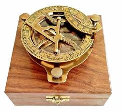 Artshai Sundial Magnetic Compass With Sheesham Wood Box