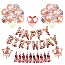 Rose Gold Balloon Aluminum Film Happy Birthday Letters Star Party Suit Bedroom Decoration Wedding Decoration