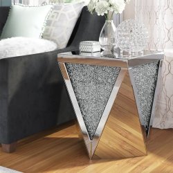 Kc Furn-triangular Diamond Mirror Side Table
