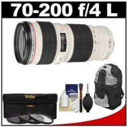 Canon Ef 70-200mm F 4 L Usm Zoom Lens With Backpack + 3 Uv nd8 cpl Filters + C