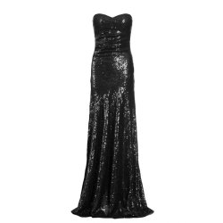 Quiz Black Sequin Strapless Maxi Dress