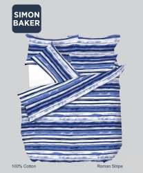 Simon Baker Roman Stripe Cotton Printed Duvet Cover Set Various Sizes - Multi Queen 230CM X 200CM + 2 Pillowcases 45CM X 70CM