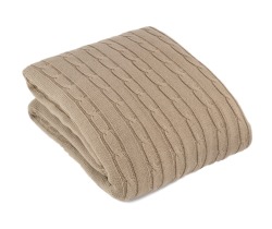 Romy & Rosie Cotton Cable Throw Blanket - Taupe