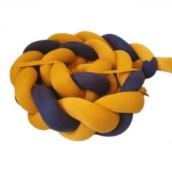 4AKID Braided Cot Bumper Velvet For Babies 2M - Assorted Colours - Mustard