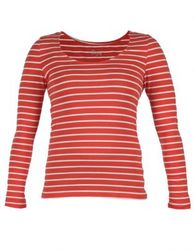 Betty Basics Madonna Long Sleeve Scoop Top Coral & White