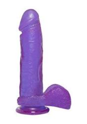 Doc Johnson Crystal Jellies - 8 Inch Ballsy Cock With Suction Cup Base - 8.6 In Long And 2.0 In. Wide - Dildo - Purple
