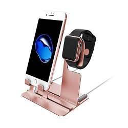 Kobwa Aluminium Stand For Apple Watch Iphone & Ipad Detachable Removable Charger Dock Accessories For Apple Iwatch Series 3 2 1 IPAD IPHONE X iphone 8 8 PLUS 7 7 PLUS 6S Rose