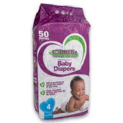 Premium Baby Diapers Size 4 Value Pack - 50 Unisex Diapers