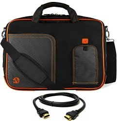 Vangoddy Titan Orange Laptop Messenger Bag For Samsung Notebook 9 Notebook 9 Spin Ativ Book 9 Book 9 Plus Chromebook 3 Galaxy Tabpro S 11"-13.3IN + 12FT HDMI Cable