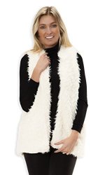 Love 26002 Collection Womens Medium Length Faux Fur Vest In Ivory Size: L