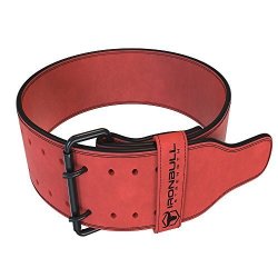 Powerlifting Belt - 10MM Double Prong - 4-INCH Wide - Heavy Duty For Extreme Weight Lifting Belt Red Large