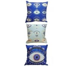 Evil Eye Decorative Calming Throw Pillows - Set Of 3