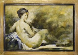 Acrylic Nude Lady - Framed In Natural Double Wooden Frame