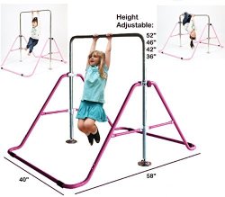 Kids Jungle Gymnastics Expandable Junior Training Monkey Bars Climbing Tower Child Play Training Gym Pink
