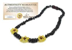11" Raw Cherry Flower Baltic Amber Teething Necklace Baby Infant Newborn Through 11 Months Screw Clasp