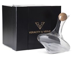 Hand Blown Glass Wine Decanter Decanters For Red Wine Non-drip Aerating Carafe And Cork Stopper Elegant Premium Carafes By Veracity &