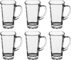 Luminarc Glass Sterling Latte Tea Mug Set Of 6 - Clear