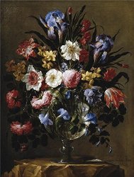 RichardGallery Oil Painting 'arellano Juan De Florero De Cristal 1668 ' Printing On Polyster Canvas 12 X 16 Inch 30 X 40 Cm The