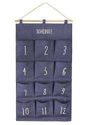 12 Pockets Linen Cotton Fabric Schedule Closet Hanging Storage Bag Case Over the Door/Wall Hanging Organizer Home Organzier Caddy Holder Greenery SG_B06X9M4CFY_US