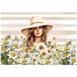 Deco Print Sunhat Gal With Daisies