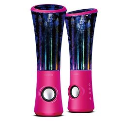 Soundsoul Dancing Water Speakers LED Speakers Water Fountain Speakers MINI Misic Amplifier 6 Colored LED Lights - Pink