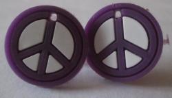Hand Crafted Stud Earrings- Plastic Purple Peace Sign