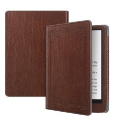 FINTIE Amazon Kindle 6.8" 2021 Premium Protective Leather Folio Flip Cover Vintage Brown